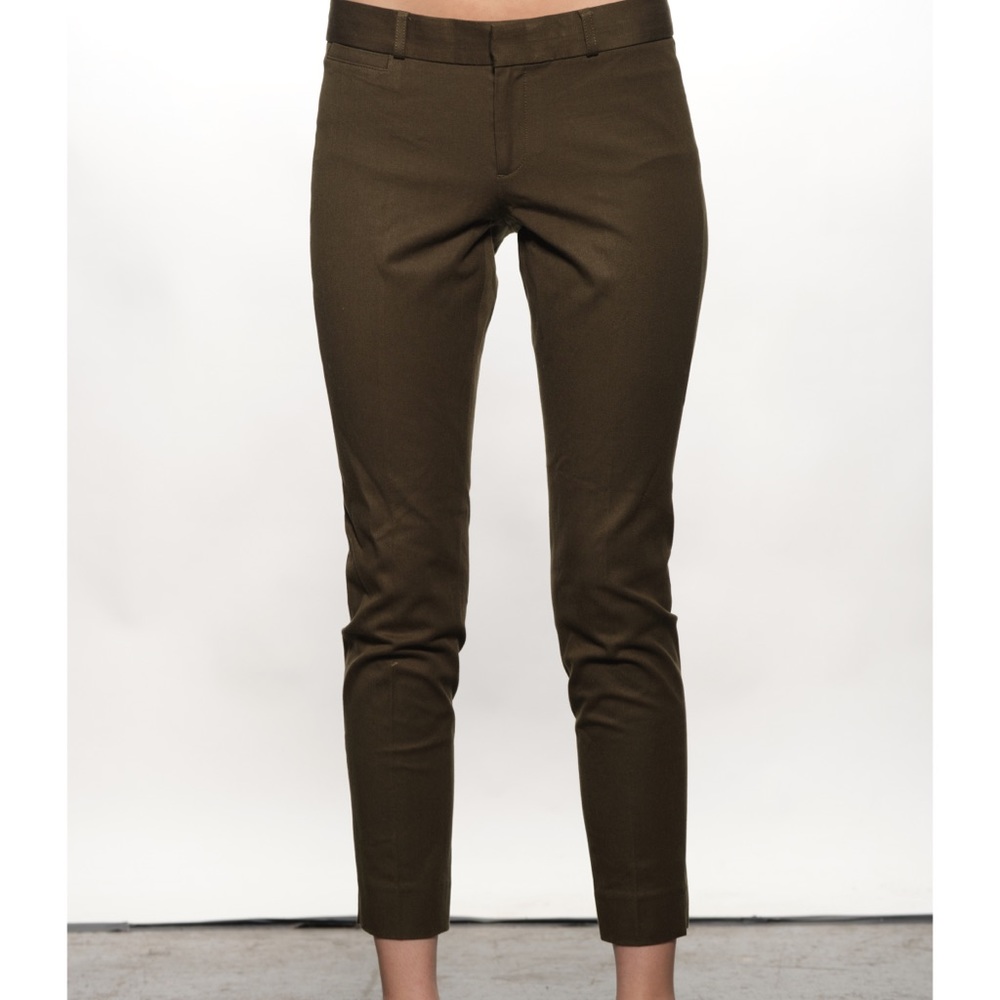 olive green skinny slacks